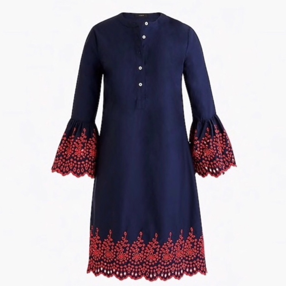 J. Crew Eyelet Bell Sleeve Dress NWT - Picture 1 of 8